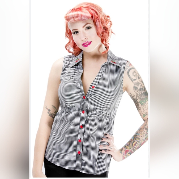 Sourpuss Tops - Sourpuss Cherry Bop Gingham Top, VGUC, Size S